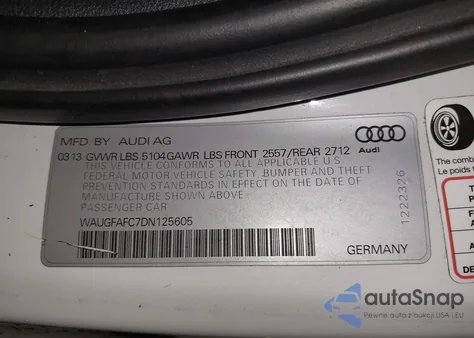 2013 Audi A6 2.0T Premium из США, поврежденный, VIN WAUGFAFC7DN125605
